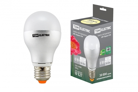 TDM ELECTRIC SQ0340-0066 Лампа светодиодная Груша - 6 Вт - 220 В - 3000 К – E27 TDM